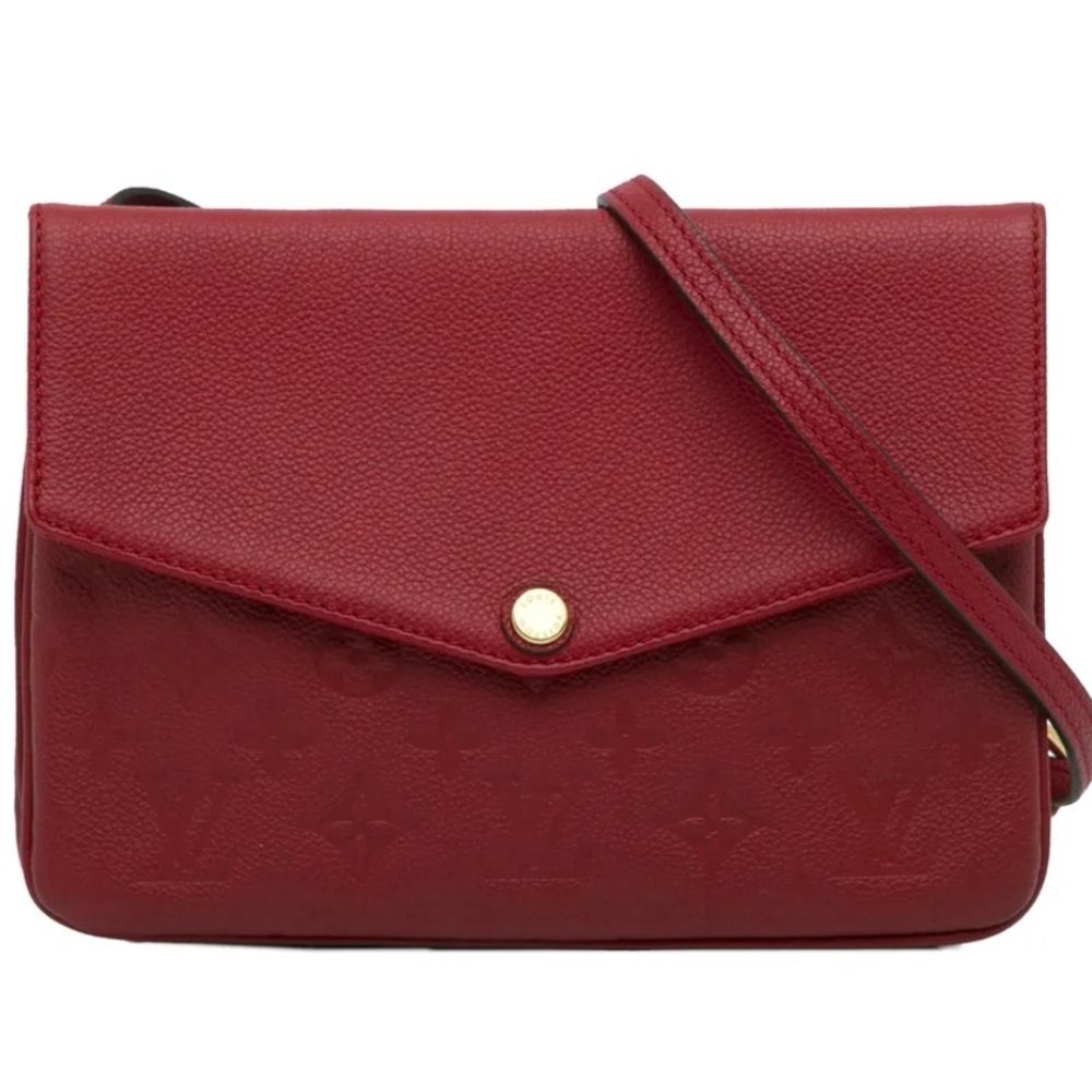 Authenticated Louis Vuitton Twice Red Monogram Empreinte Leather Crossbody Bag